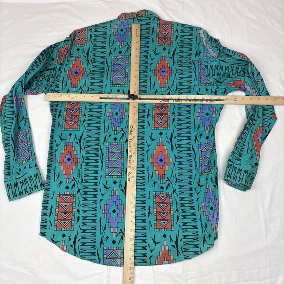 Vintage Wrangler Cowboy Cut Regular Fit Long Sleeve 16.5-35 Southwest Print - Picture 4 of 8
